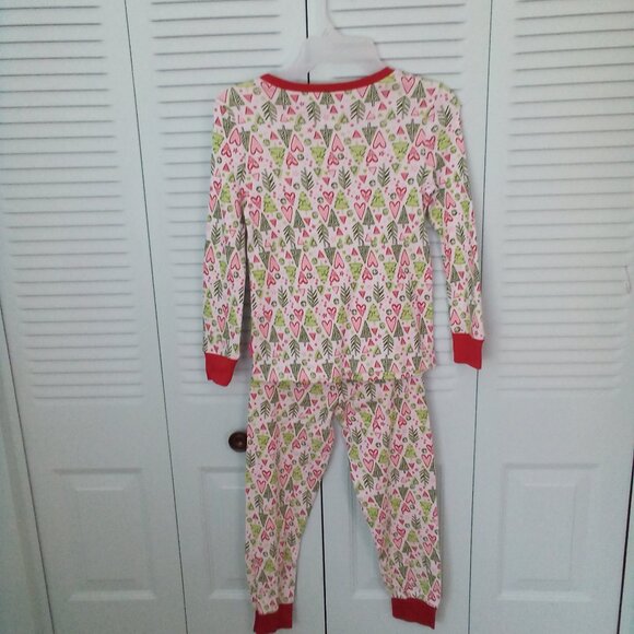 AMERICAN GIRL 8 CHRISTMAS 2-PIECE SET 100% COTTON HEARTS & PINES BUTTONS HENLEY - Picture 8 of 11